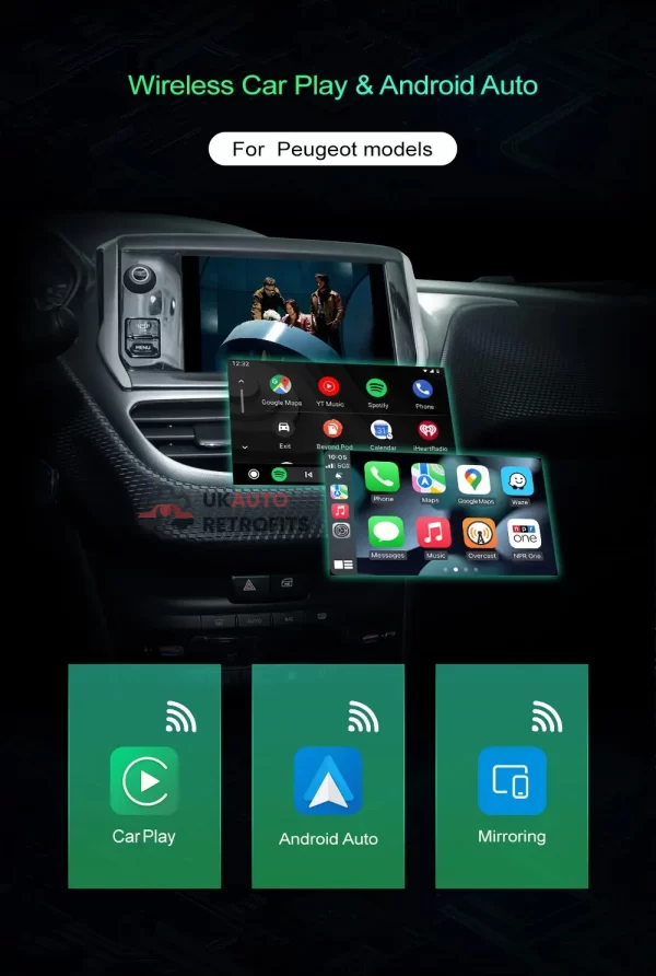 Peugeot Citroen DS Wireless Apple CarPlay and Android Auto